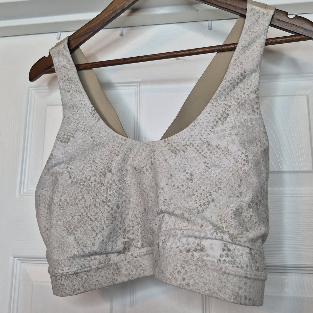 Old Navy Active Powersoft Sports Bra Cream Tan Snakeskin Print XL